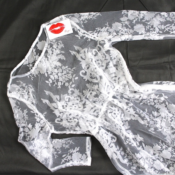 Lace Mesh Lingerie Gown Beach Cover Up White Dress - Picture 3 of 5